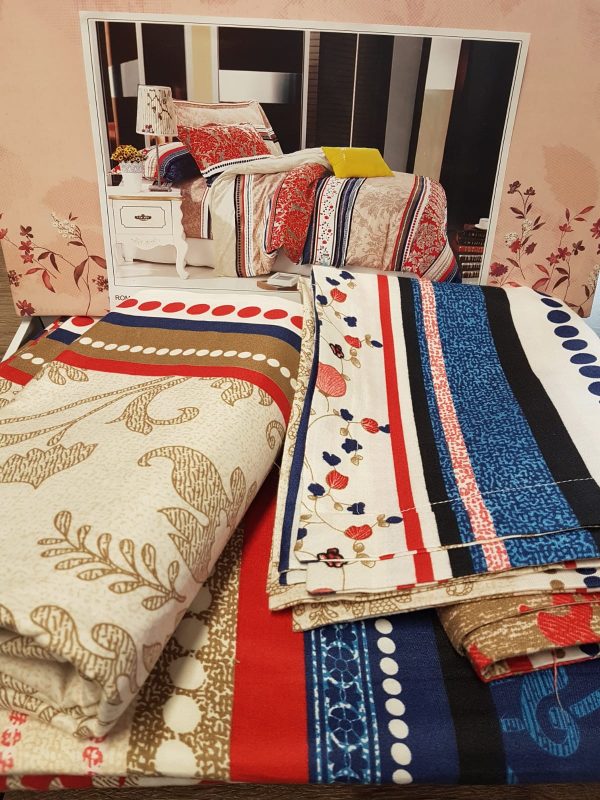 Lenjerie pentru pat dublu, 2 persoane, din bumbac finet, cu 4 piese