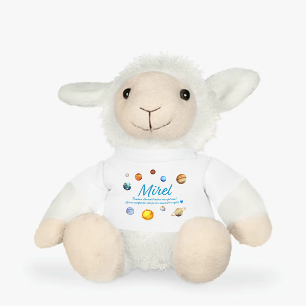 Cadou pentru fiul meu, oiță de pluș personalizată cu nume copii