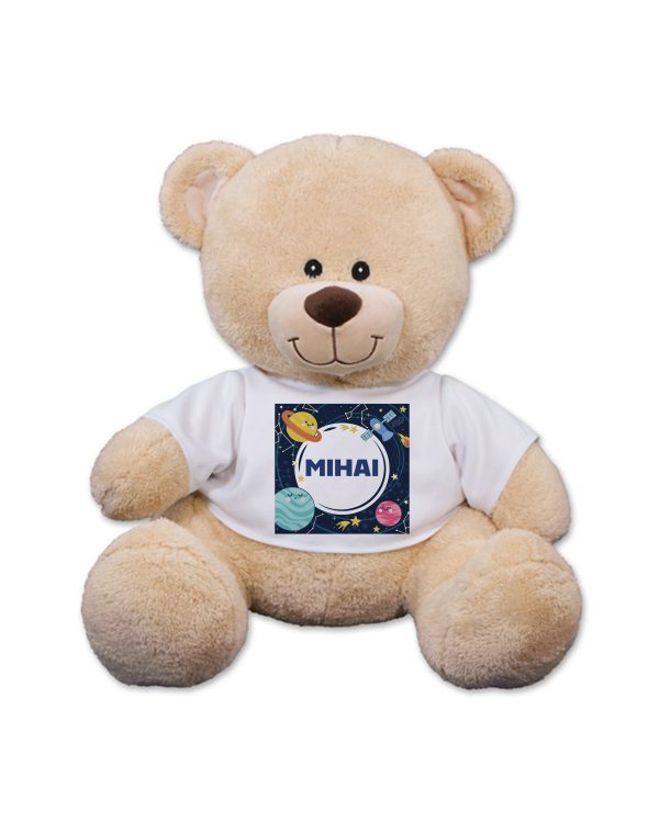 Cadou pentru fiul meu, ursuleț de pluș personalizat cu nume copii - Planete