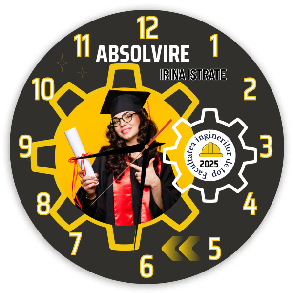 Cadou absolvire inginer - ceas personalizat cu poza