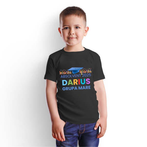 Cadou absolvire grădiniță, tricou personalizat cu nume si an pentru băieți
