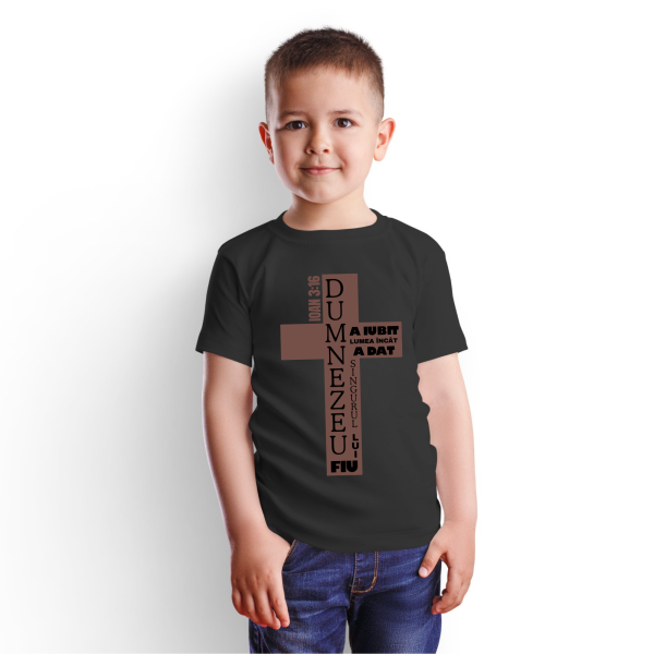 Cadou pentru băieți, tricou cu verset Biblic - Ioan 3:16