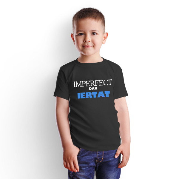 Cadou pentru băieți, tricou cu mesaj crestin - Imperfect dar iertat