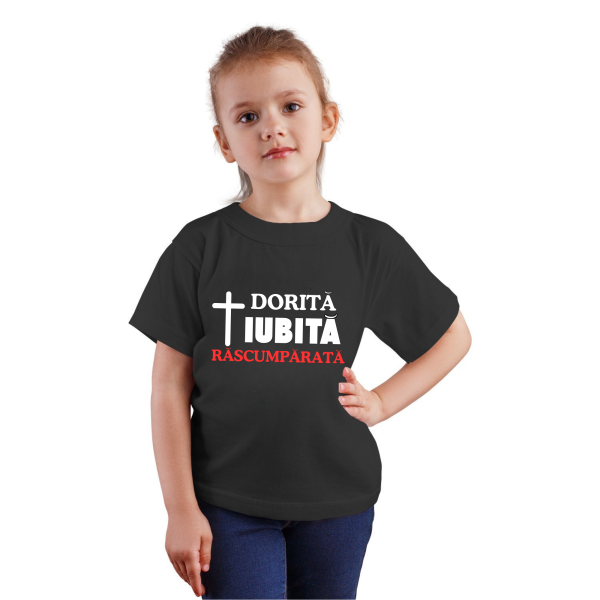 Cadou pentru fete, tricou cu mesaj crestin - Răscumpărată