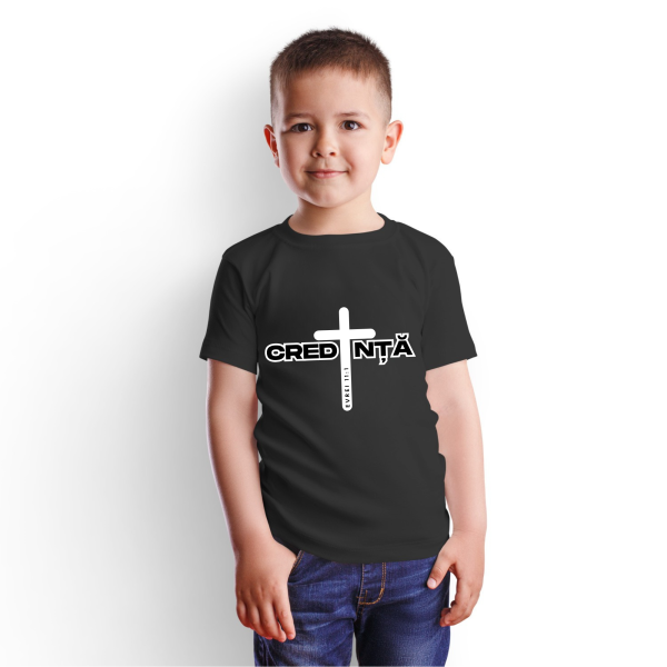 Cadou pentru băieți, tricou cu mesaj crestin - Credință