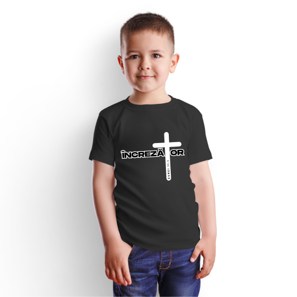 Cadou pentru băieți, tricou cu mesaj crestin - încrezător