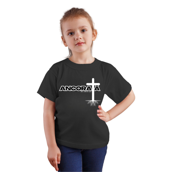 Cadou pentru fete, tricou cu mesaj crestin - Ancorată în Cristos