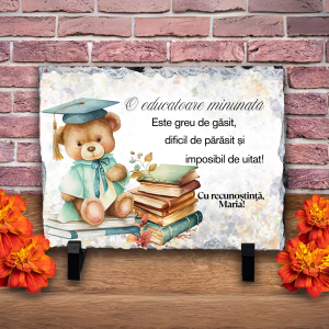 Cadou pentru educatoare final de gradinita - ardezie personalizata