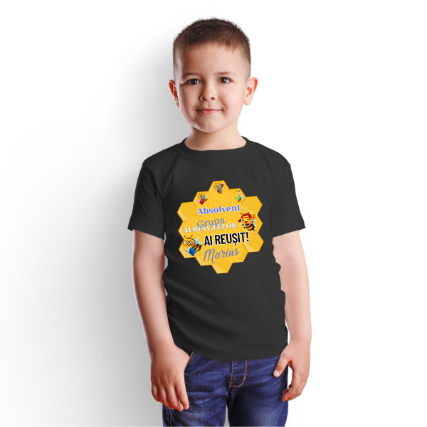 Cadou absolvire grădiniță, tricou pentru băieți personalizat cu nume - Albinuțe