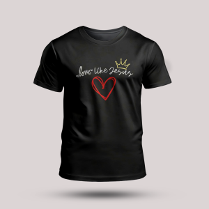 Tricou negru cu mesaj crestin - Love like Jesus