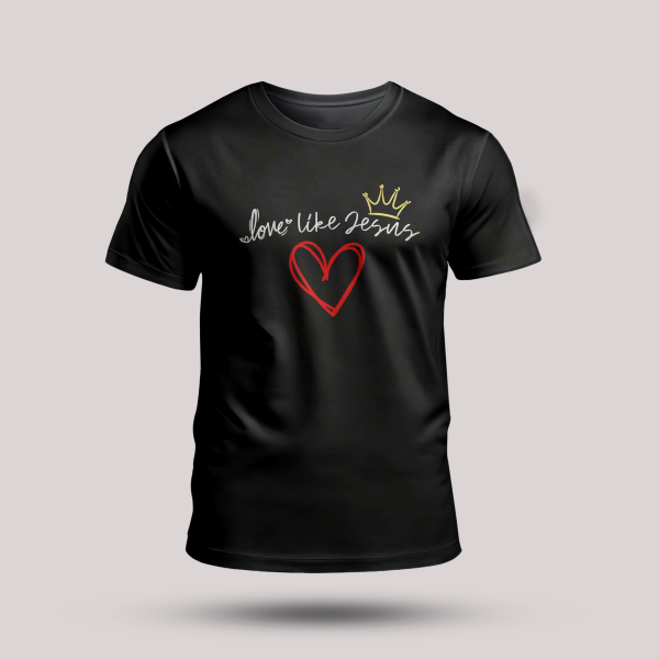 Tricou negru cu mesaj crestin - Love like Jesus
