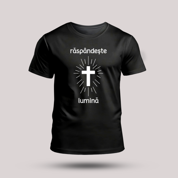 Tricou negru crestin - Raspandeste lumina