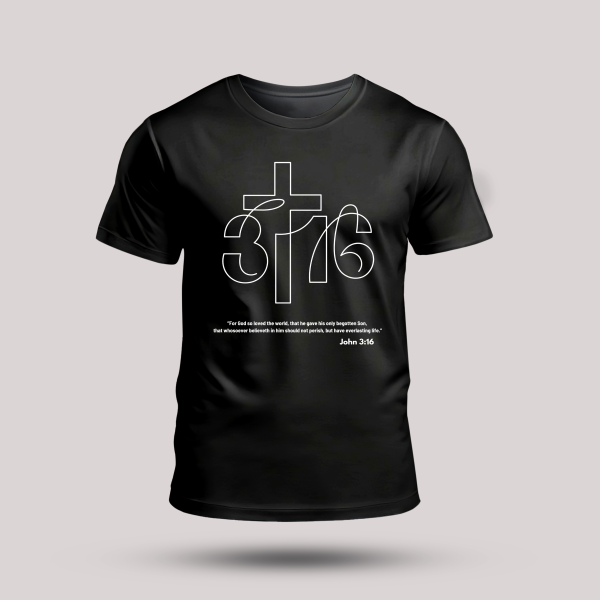 Tricou negru crestin - John 3:16