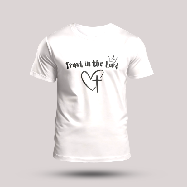 Tricou alb cu mesaj crestin - Trust in the Lord